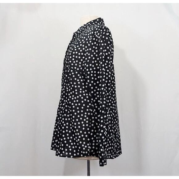 Coldwater Creek Blouse Black White Polka Dots Top Shirt Semi-Sheer Size 14 - Picture 3 of 7